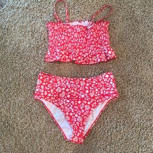 Shein red floral bikini- size medium